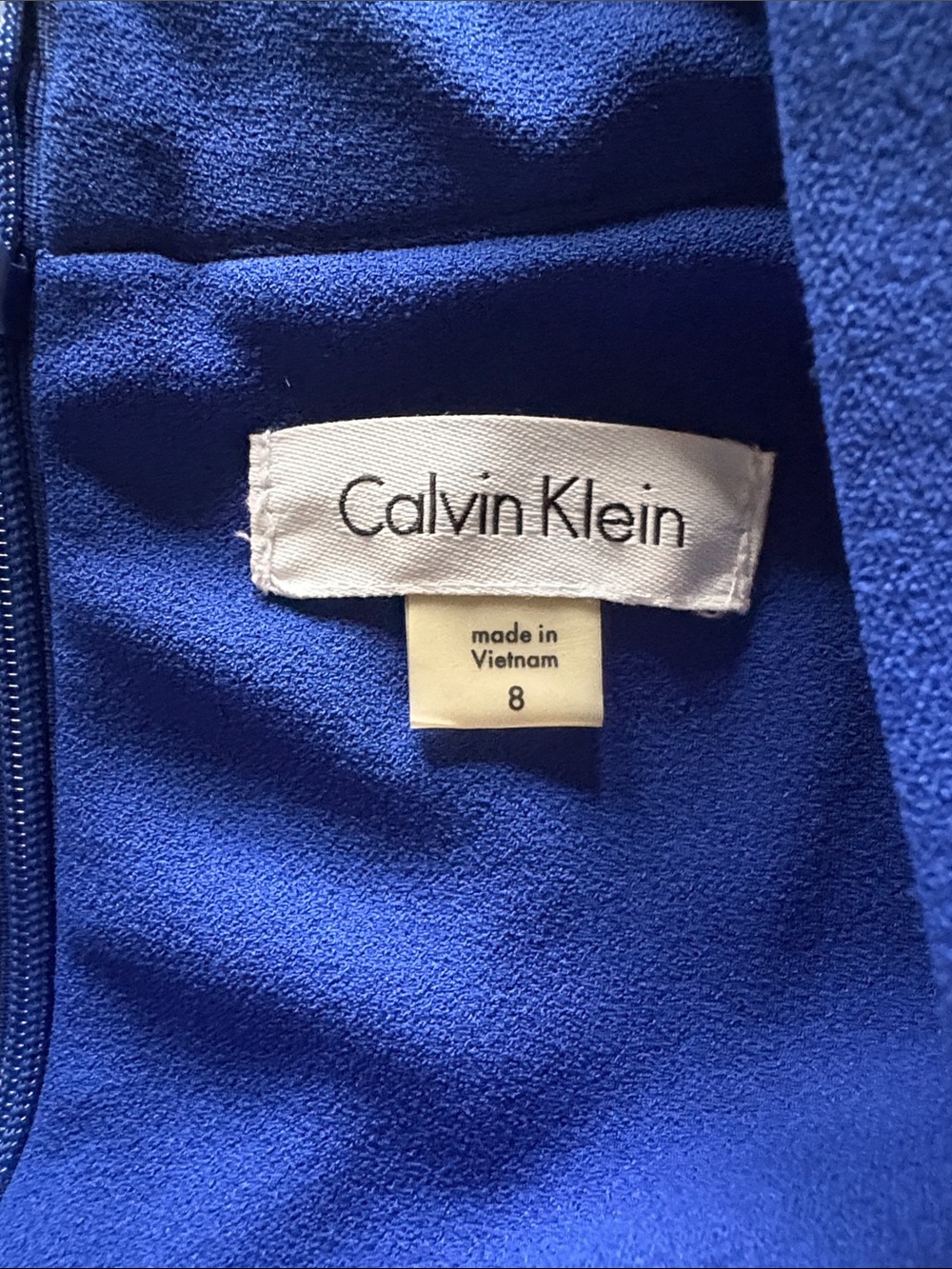 Calvin Klein Women's Royal Scuba Knit Stretch Blue Ruched Sheath Dress Size 8 - Picture 4 of 11